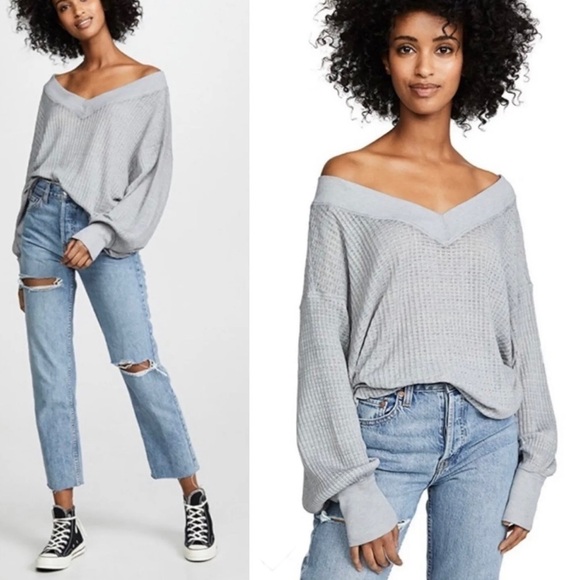 WE THE FREE PEOPLE REVOLVE Women’s SOUTH SIDE Thermal Top Double V Neckline XS - Picture 1 of 9